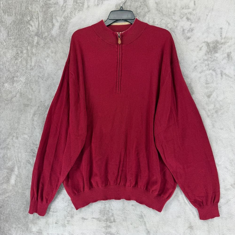 Pendleton Mens XXL Burgundy Red Cotton Cashmere Quarter Zip Pullover Sweater
